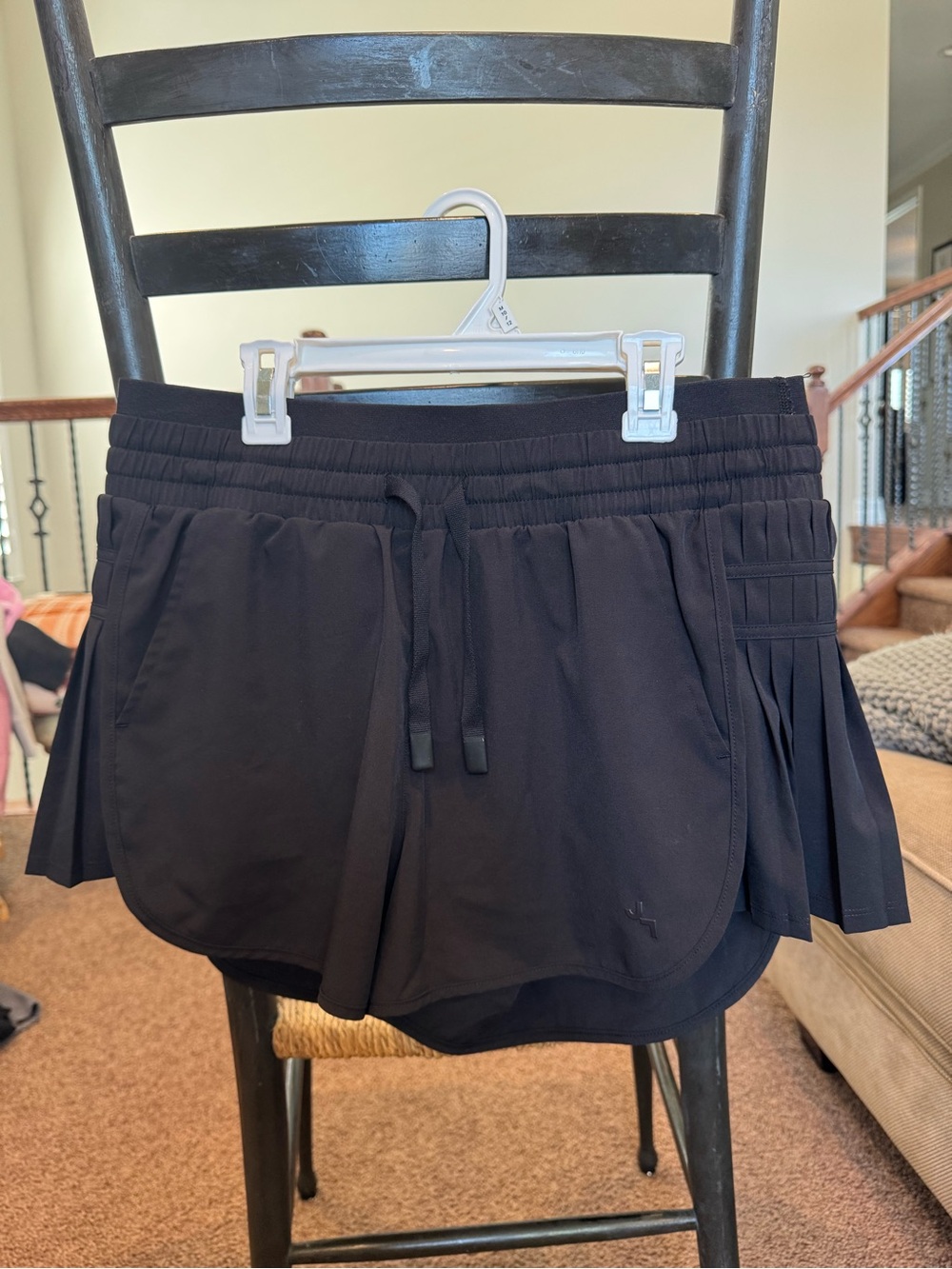 Black JOY LAB Women's Athletic Shorts with Drawstring Waist and Pleated Sides